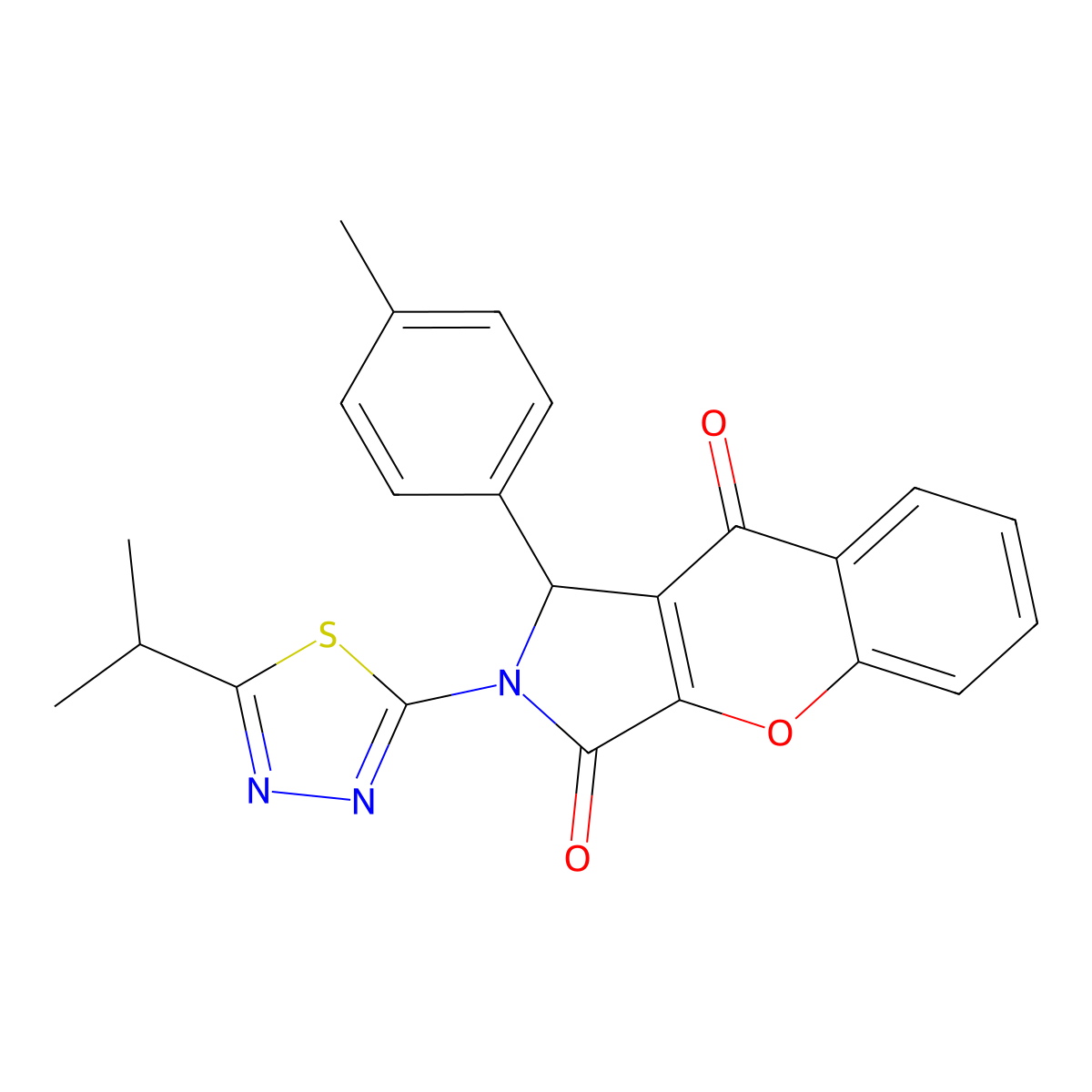 1-(4-methylphenyl)-2-[5-(propan-2-yl)-1,3,4-thiadiazol-2-yl]-1H,2H,3H,9H-chromeno[2,3-c]pyrrole-3,9-dione molecular structure, CAS 620589-25-5
