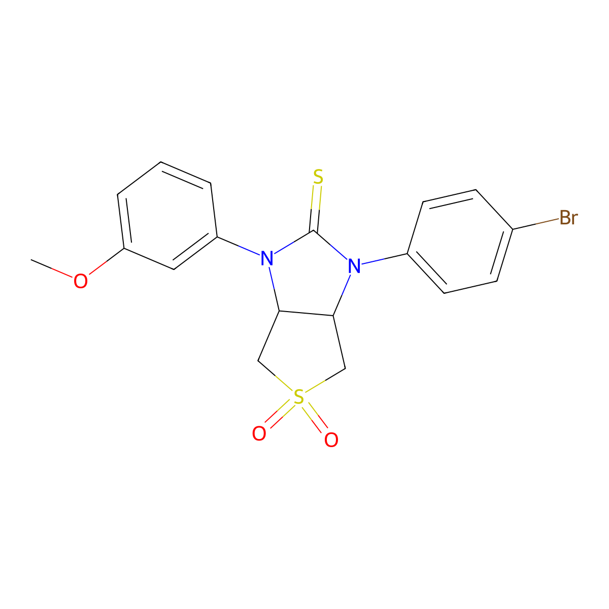 1-(4-bromophenyl)-3-(3-methoxyphenyl)tetrahydro-1H-thieno[3,4-d]imidazole-2(3H)-thione 5,5-dioxide molecular structure, CAS 620589-89-1