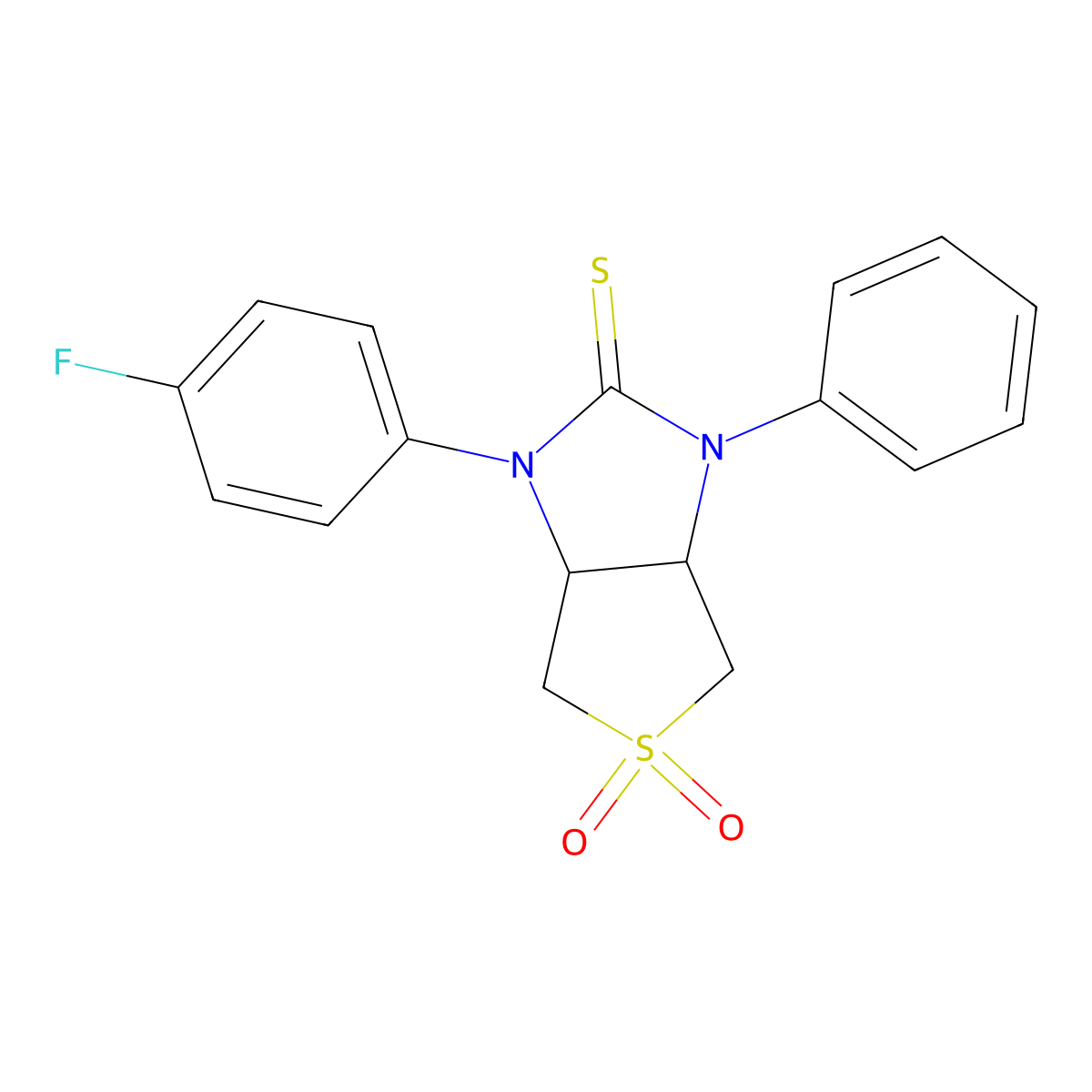 1-(4-fluorophenyl)-3-phenyltetrahydro-1H-thieno[3,4-d]imidazole-2(3H)-thione 5,5-dioxide molecular structure, CAS 620589-95-9