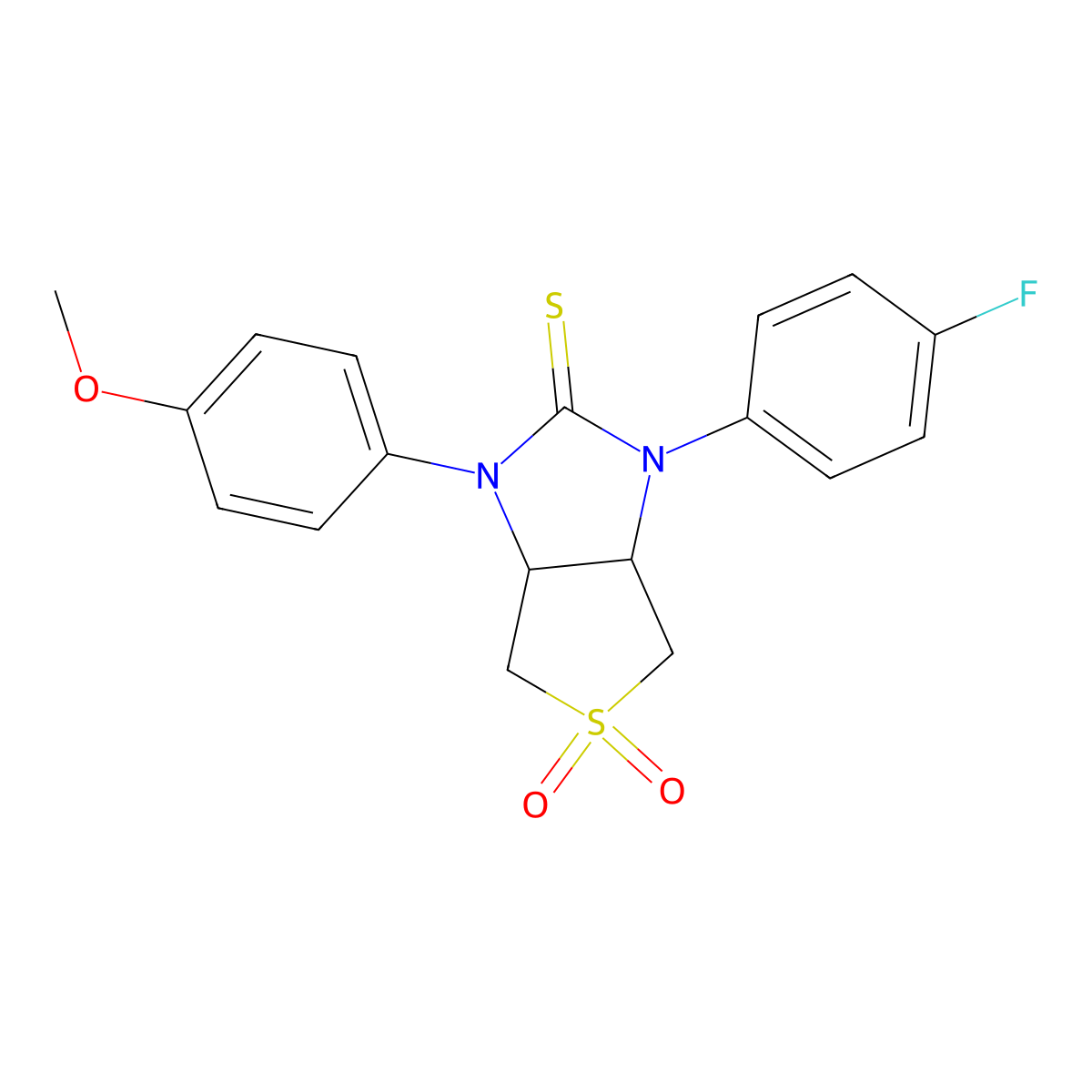 1-(4-fluorophenyl)-3-(4-methoxyphenyl)tetrahydro-1H-thieno[3,4-d]imidazole-2(3H)-thione 5,5-dioxide molecular structure, CAS 620589-97-1