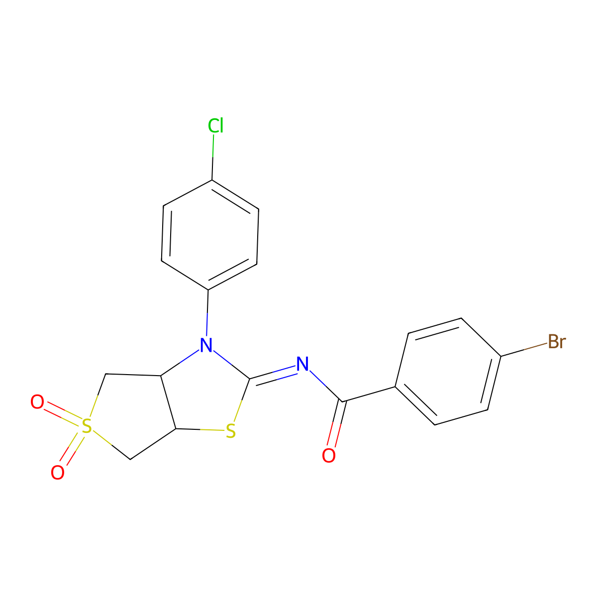 4-bromo-N-(3-(4-chlorophenyl)-5,5-dioxidotetrahydrothieno[3,4-d][1,3]thiazol-2(3H)-ylidene)benzamide molecular structure, CAS 620590-02-5