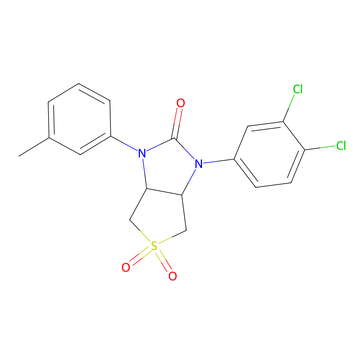 1-(3,4-dichlorophenyl)-3-(m-tolyl)tetrahydro-1H-thieno[3,4-d]imidazol-2(3H)-one 5,5-dioxide molecular structure, CAS 620590-06-9
