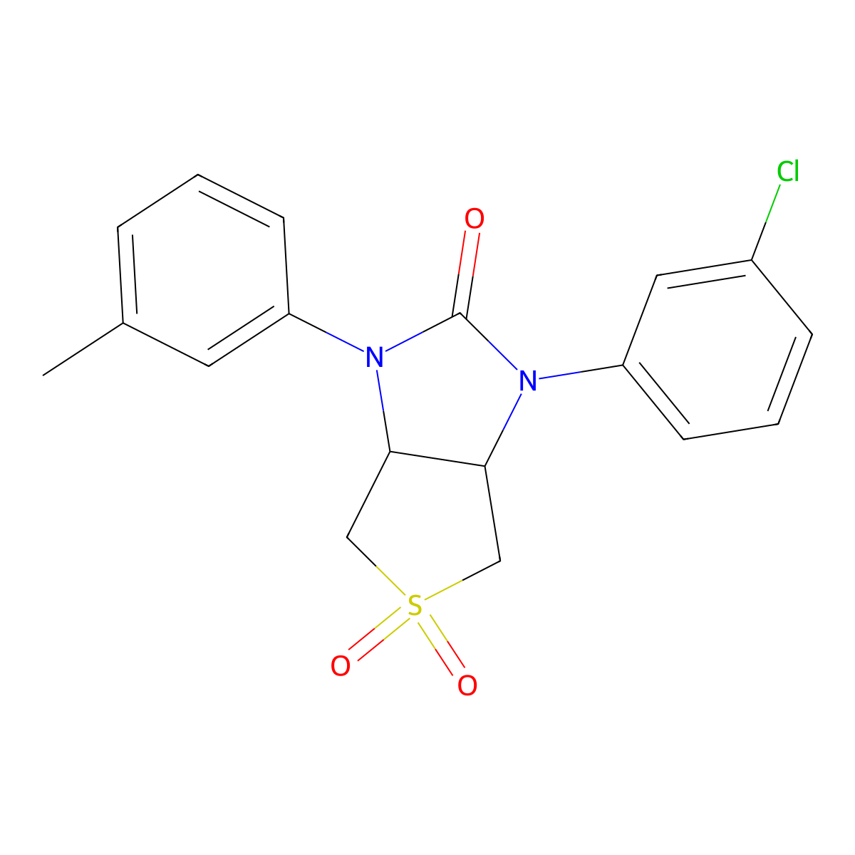 1-(3-chlorophenyl)-3-(m-tolyl)tetrahydro-1H-thieno[3,4-d]imidazol-2(3H)-one 5,5-dioxide molecular structure, CAS 620590-07-0