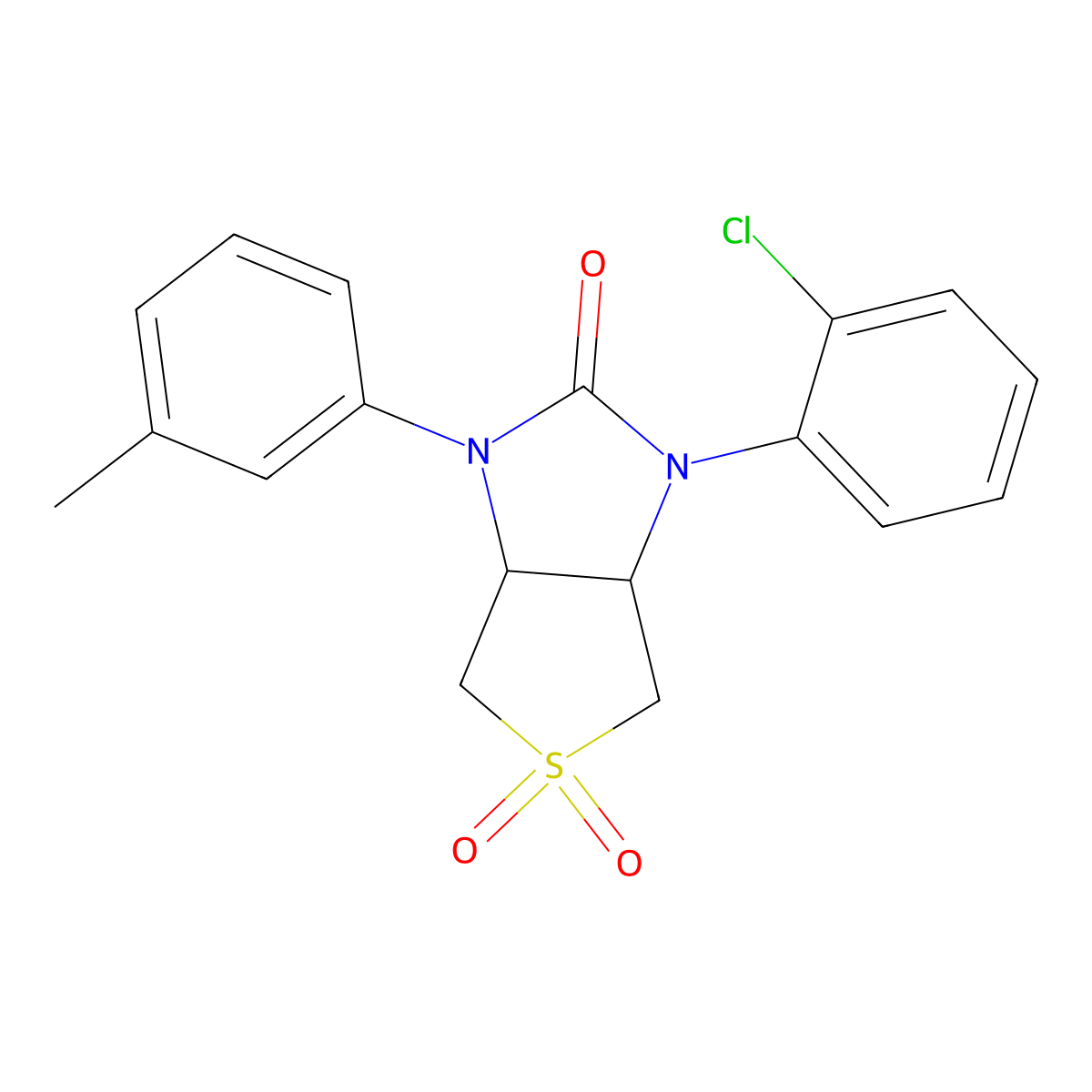 1-(2-chlorophenyl)-3-(m-tolyl)tetrahydro-1H-thieno[3,4-d]imidazol-2(3H)-one 5,5-dioxide molecular structure, CAS 620590-08-1