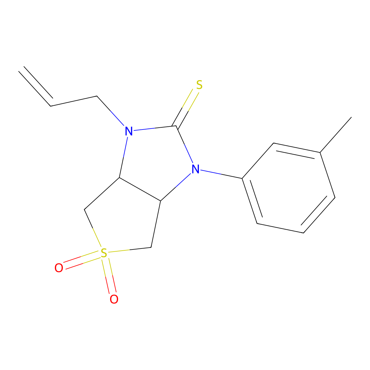 3-(3-Methylphenyl)-5,5-dioxo-1-prop-2-enyl-3a,4,6,6a-tetrahydrothieno[3,4-d]imidazole-2-thione molecular structure, CAS 620590-09-2