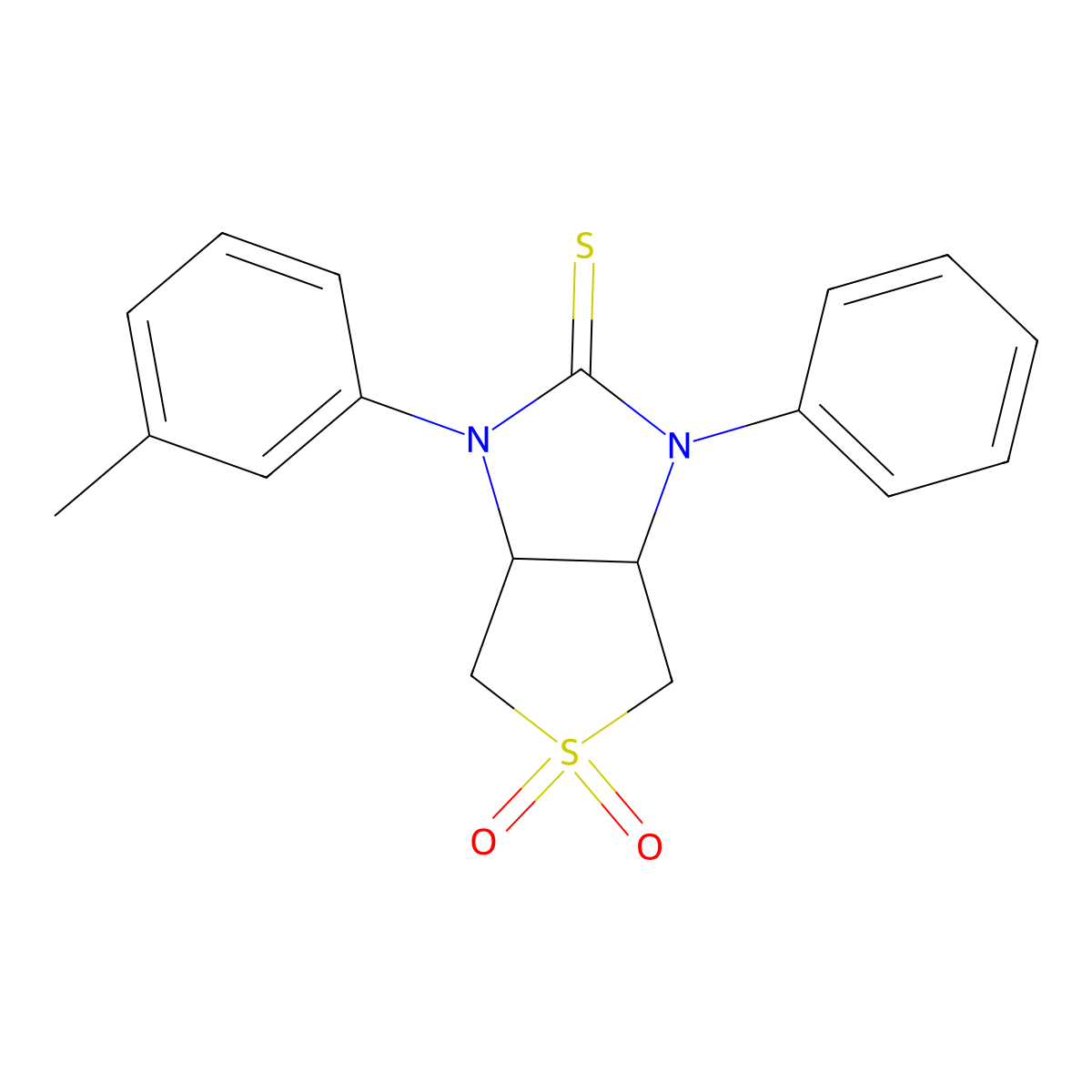 1-(3-methylphenyl)-3-phenyltetrahydro-1H-thieno[3,4-d]imidazole-2(3H)-thione 5,5-dioxide molecular structure, CAS 620590-10-5