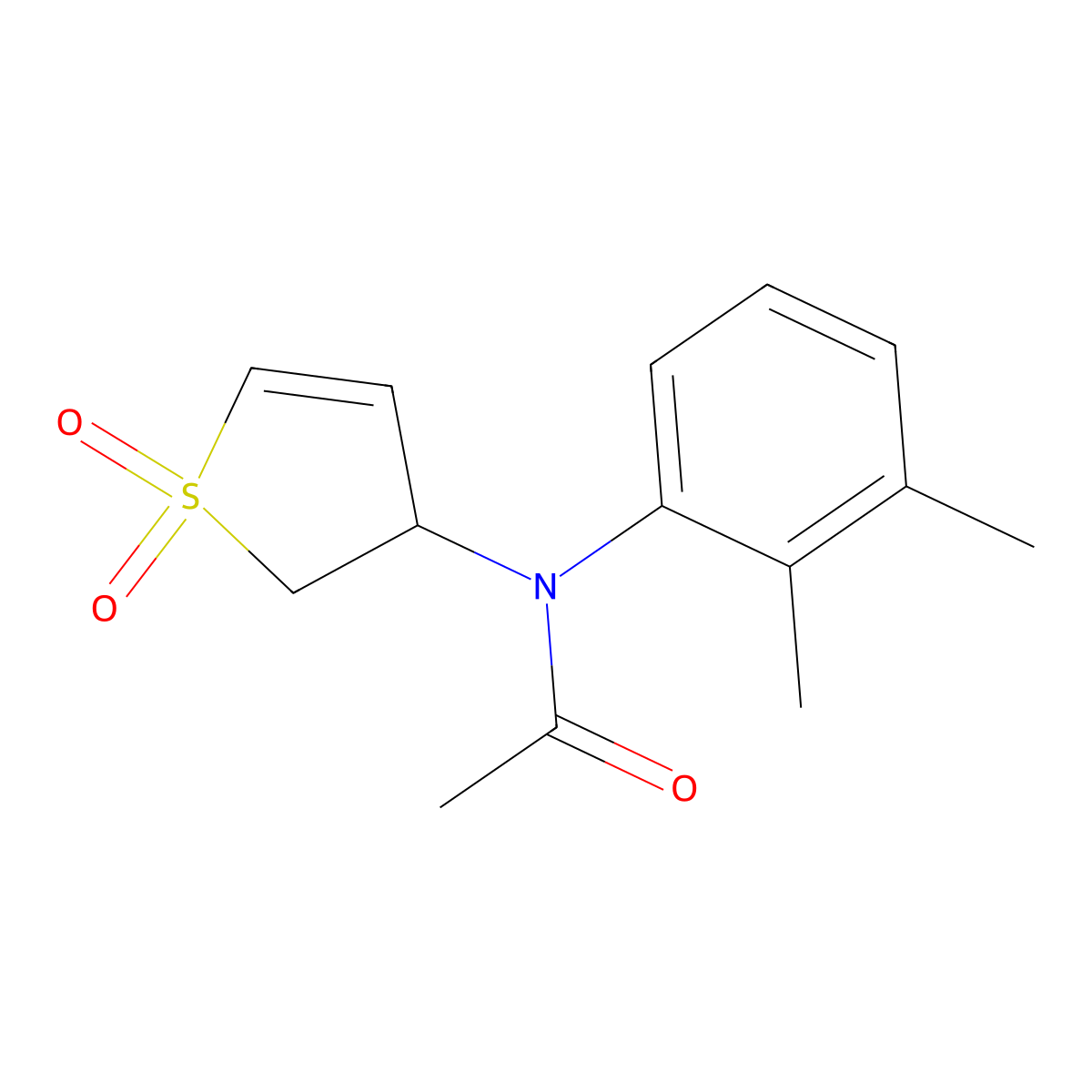 N-(2,3-dimethylphenyl)-N-(1,1-dioxo(3-2,3-dihydrothienyl))acetamide molecular structure, CAS 620590-11-6