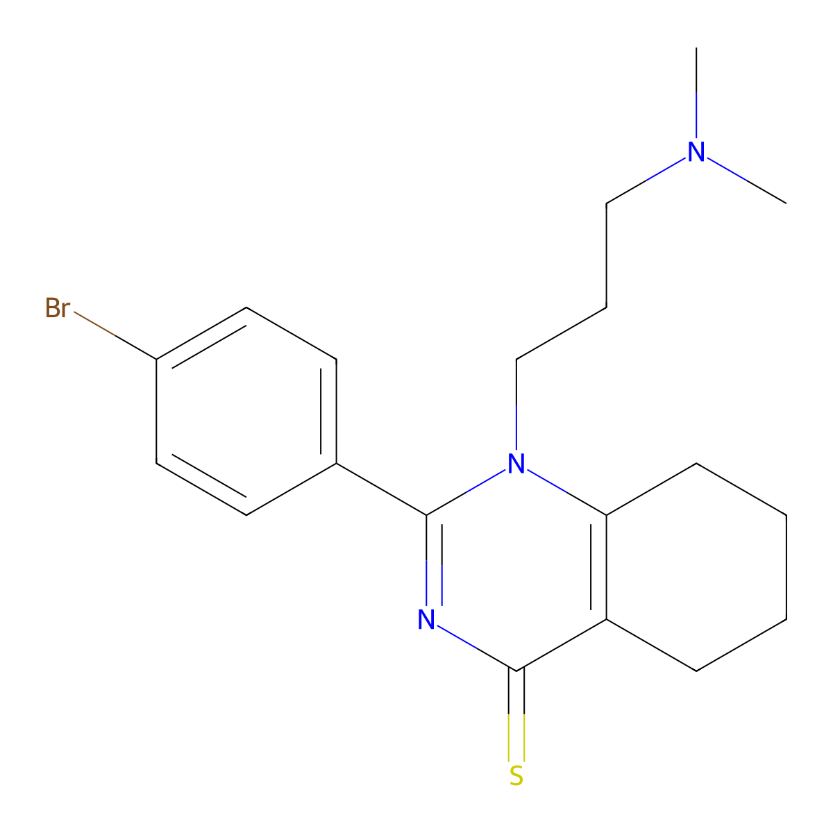2-(4-bromophenyl)-1-(3-(dimethylamino)propyl)-5,6,7,8-tetrahydroquinazoline-4(1H)-thione molecular structure, CAS 620590-16-1