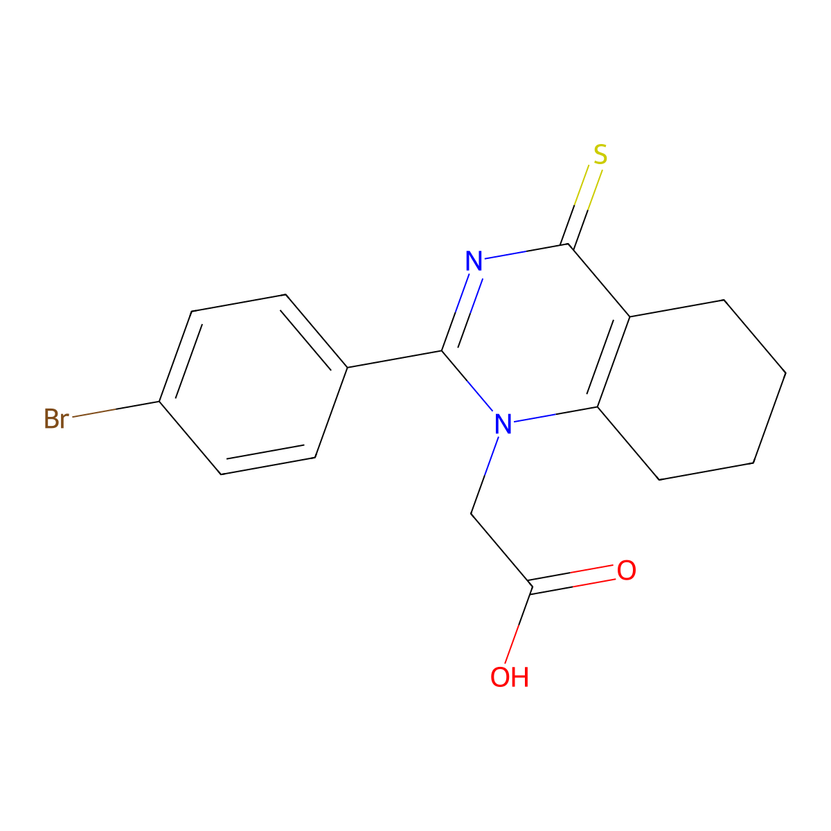 2-(2-(4-bromophenyl)-4-thioxo-5,6,7,8-tetrahydroquinazolin-1(4H)-yl)acetic acid molecular structure, CAS 620590-18-3
