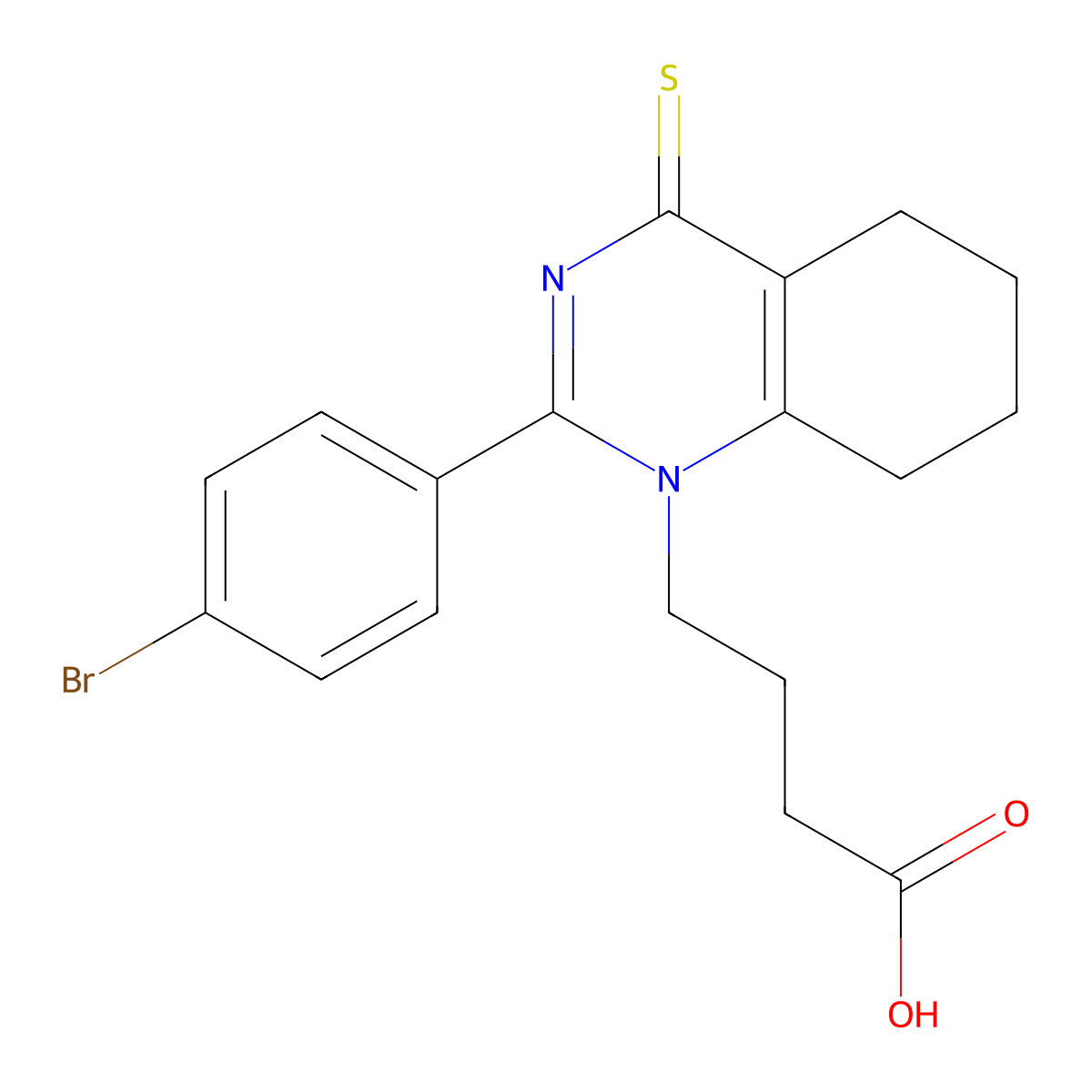 4-[2-(4-bromophenyl)-4-sulfanylidene-5,6,7,8-tetrahydroquinazolin-1-yl]butanoic Acid molecular structure, CAS 620590-19-4