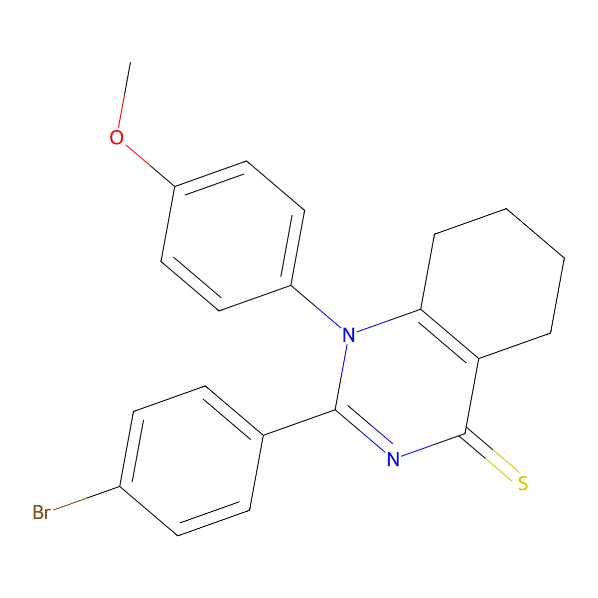 2-(4-bromophenyl)-1-(4-methoxyphenyl)-5,6,7,8-tetrahydro-4(1H)-quinazolinethione molecular structure, CAS 620590-21-8