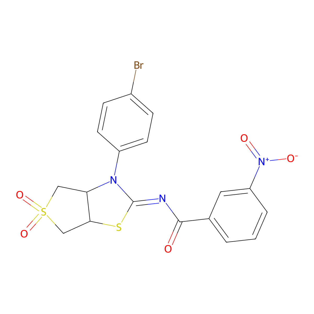 (E)-N-(3-(4-bromophenyl)-5,5-dioxidotetrahydrothieno[3,4-d]thiazol-2(3H)-ylidene)-3-nitrobenzamide molecular structure, CAS 620590-23-0