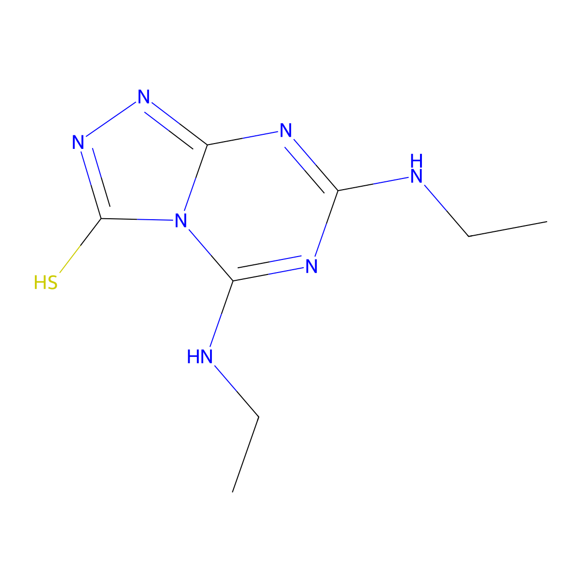 Bis(ethylamino)-[1,2,4]triazolo[4,3-a][1,3,5]triazine-3-thiol molecular structure, CAS 620590-31-0