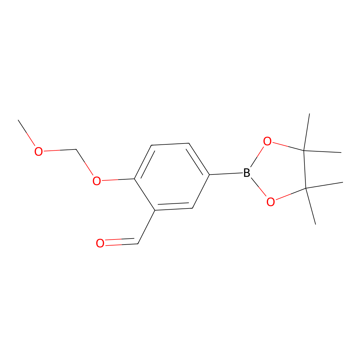 2-(Methoxymethoxy)-5-(4,4,5,5-tetramethyl-1,3,2-dioxaborolan-2-yl)benzaldehyde molecular structure, CAS 620595-06-4