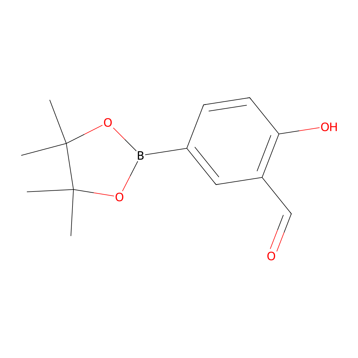 2-Hydroxy-5-(4,4,5,5-tetramethyl-1,3,2-dioxaborolan-2-yl)benzaldehyde molecular structure, CAS 620595-36-0