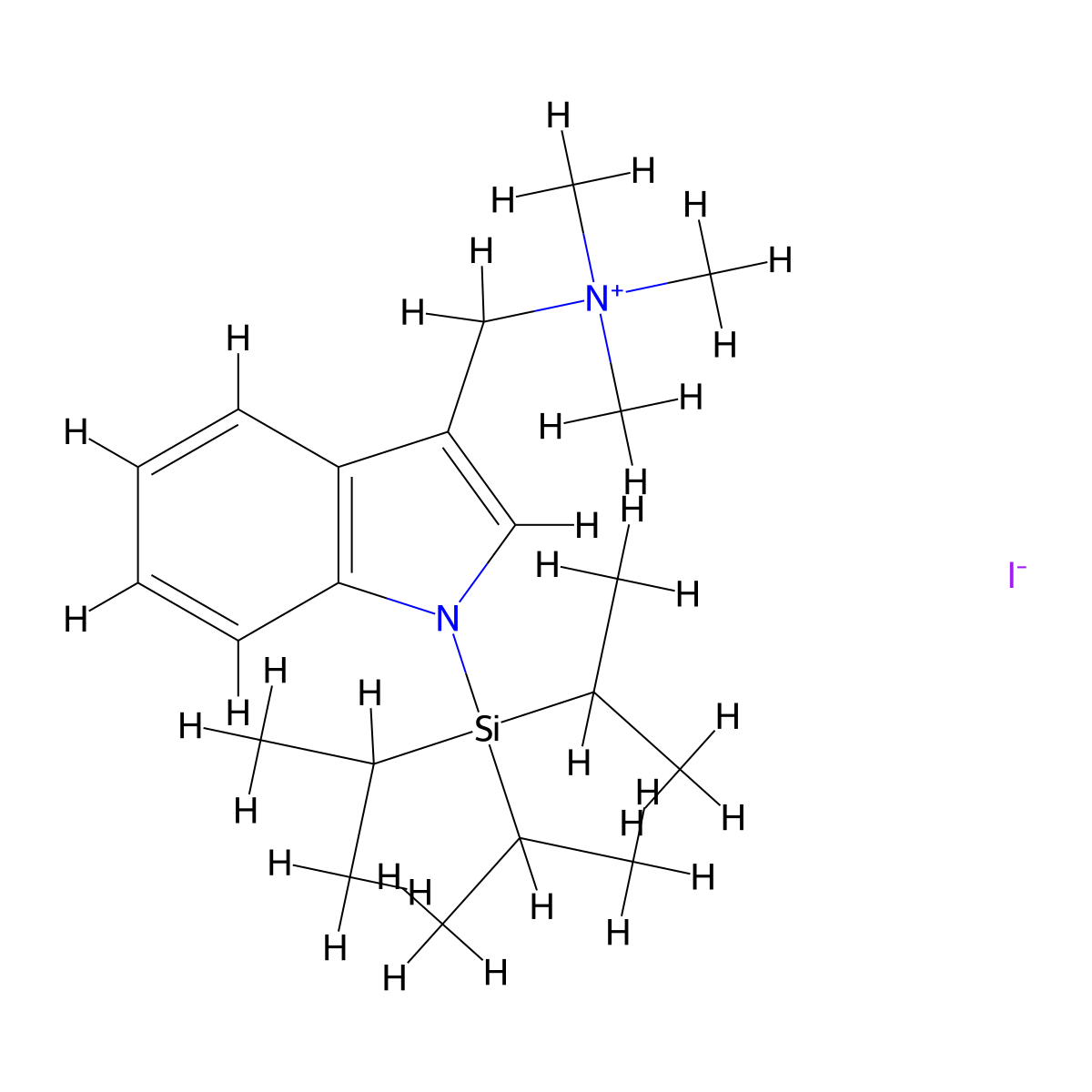 N,N,N-trimethyl[1-(triisopropylsilyl)-1H-indol-3-yl]methanaminium iodide molecular structure, CAS 620598-21-2