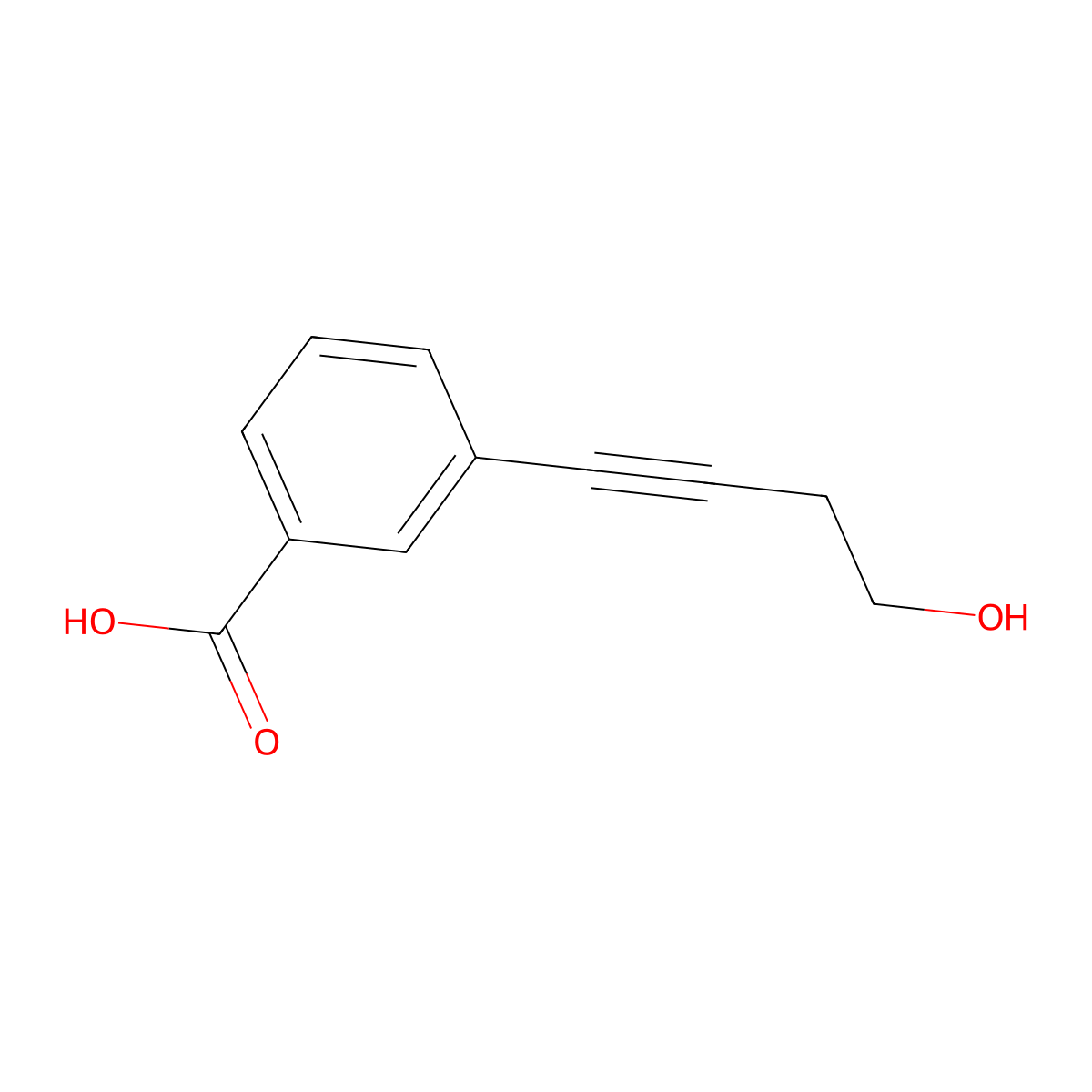 3-(4-Hydroxybut-1-ynyl)benzoic acid molecular structure, CAS 620601-11-8