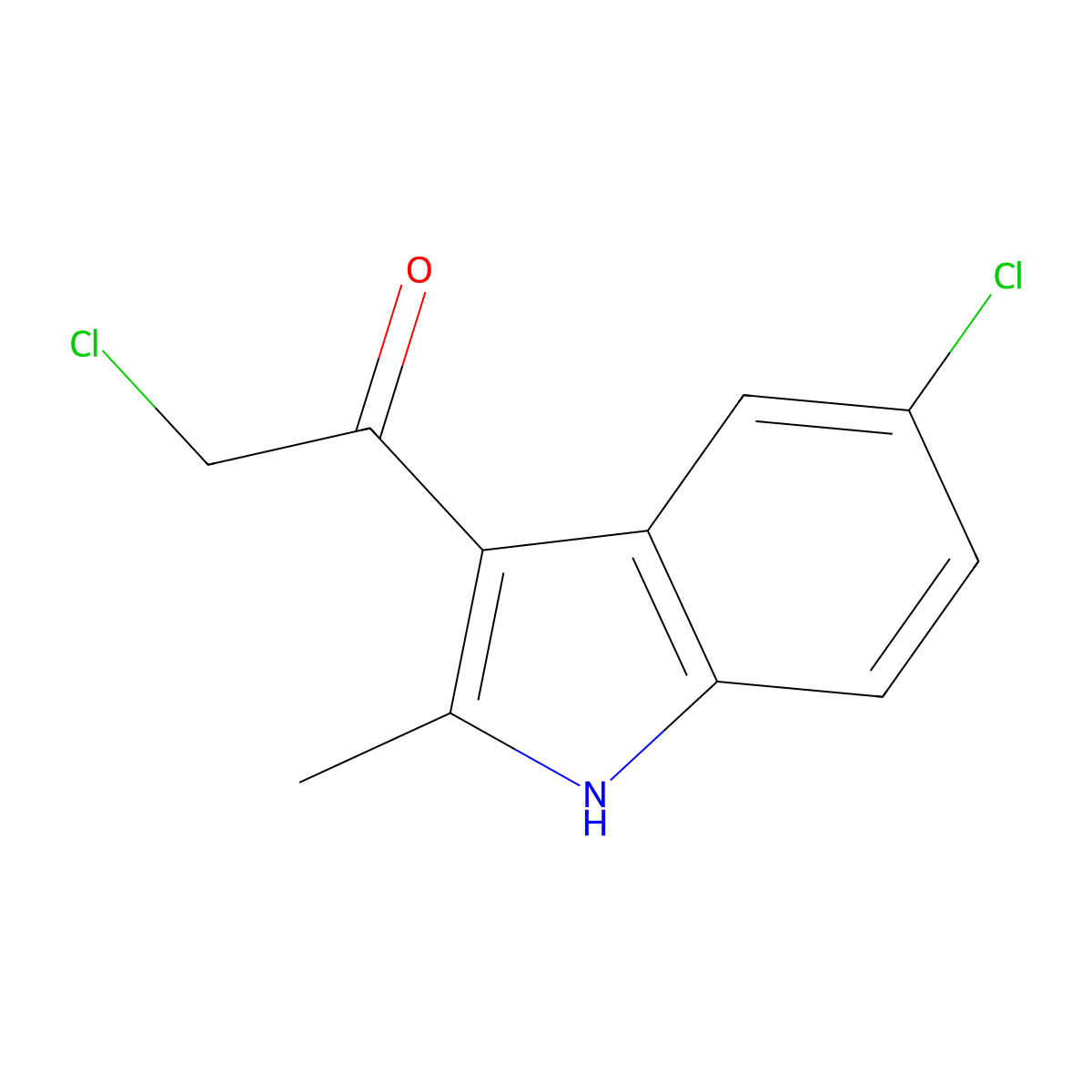 2-chloro-1-(5-chloro-2-methyl-1H-indol-3-yl)ethanone molecular structure, CAS 620603-92-1
