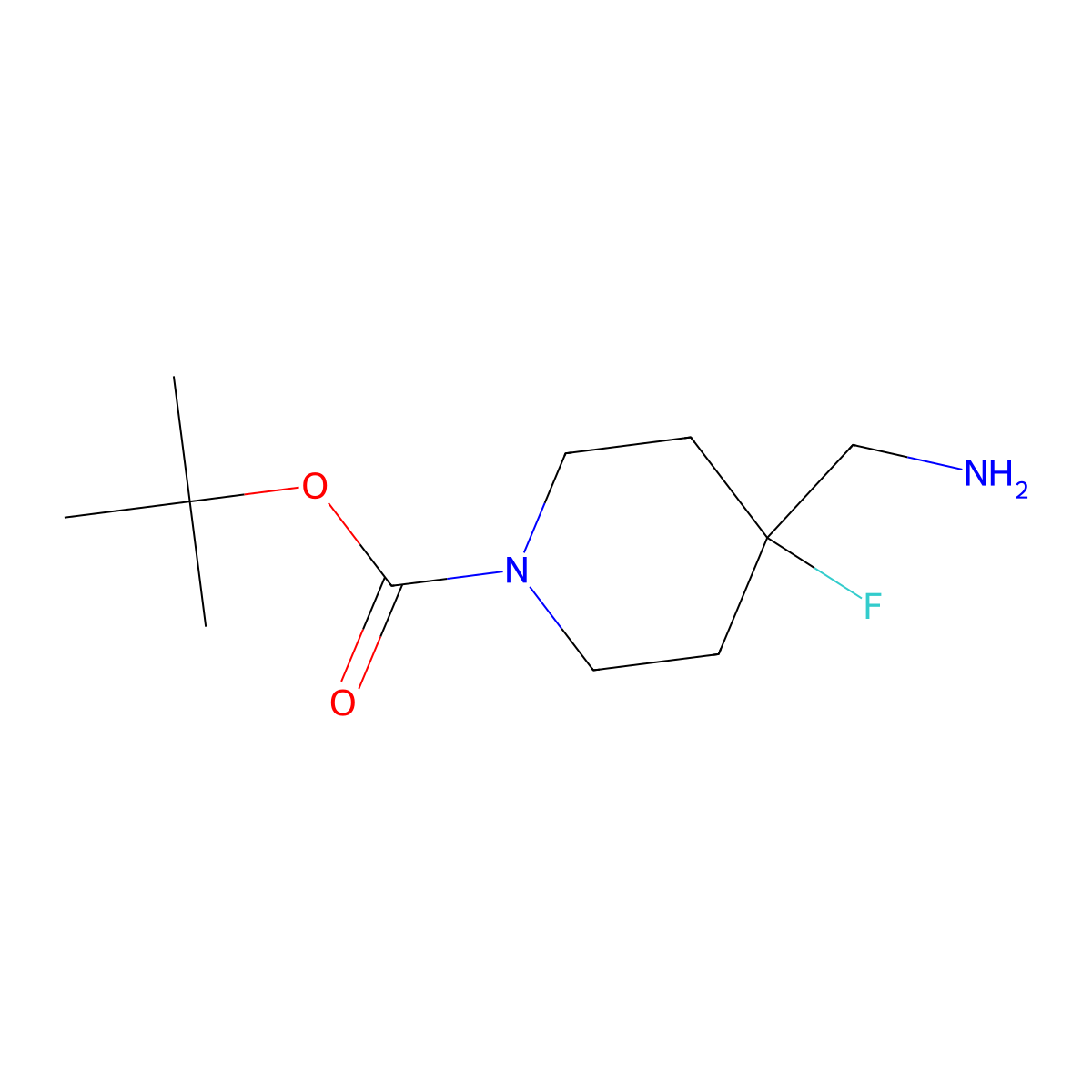 tert-Butyl 4-aminomethyl-4-fluoropiperidine-1-carboxylate molecular structure, CAS 620611-27-0