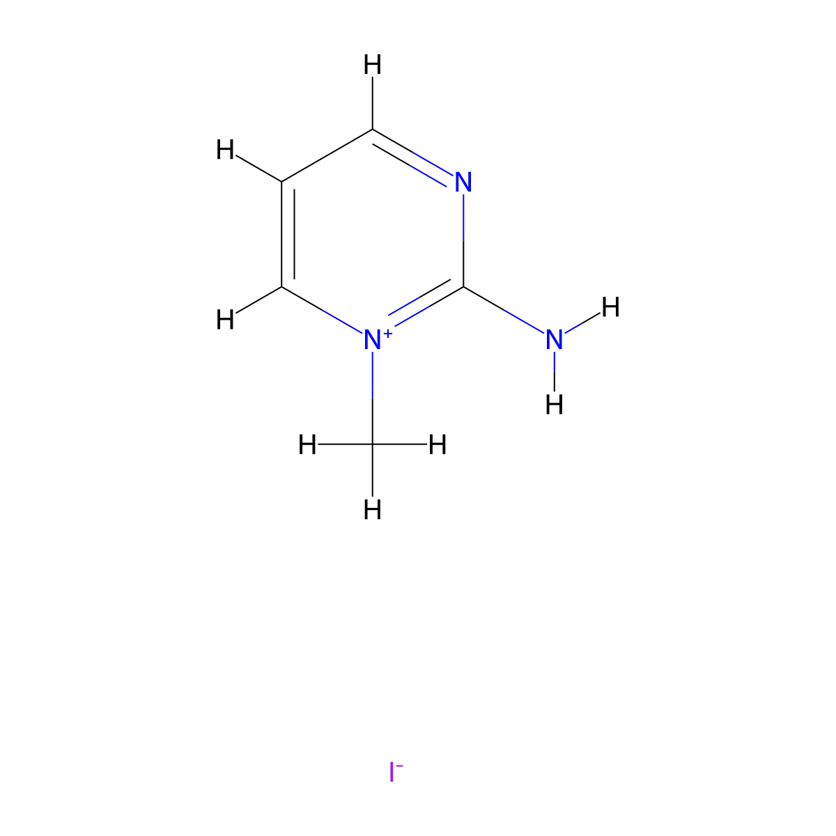 2-Amino-1-methylpyrimidin-1-ium iodide molecular structure, CAS 62062-31-1