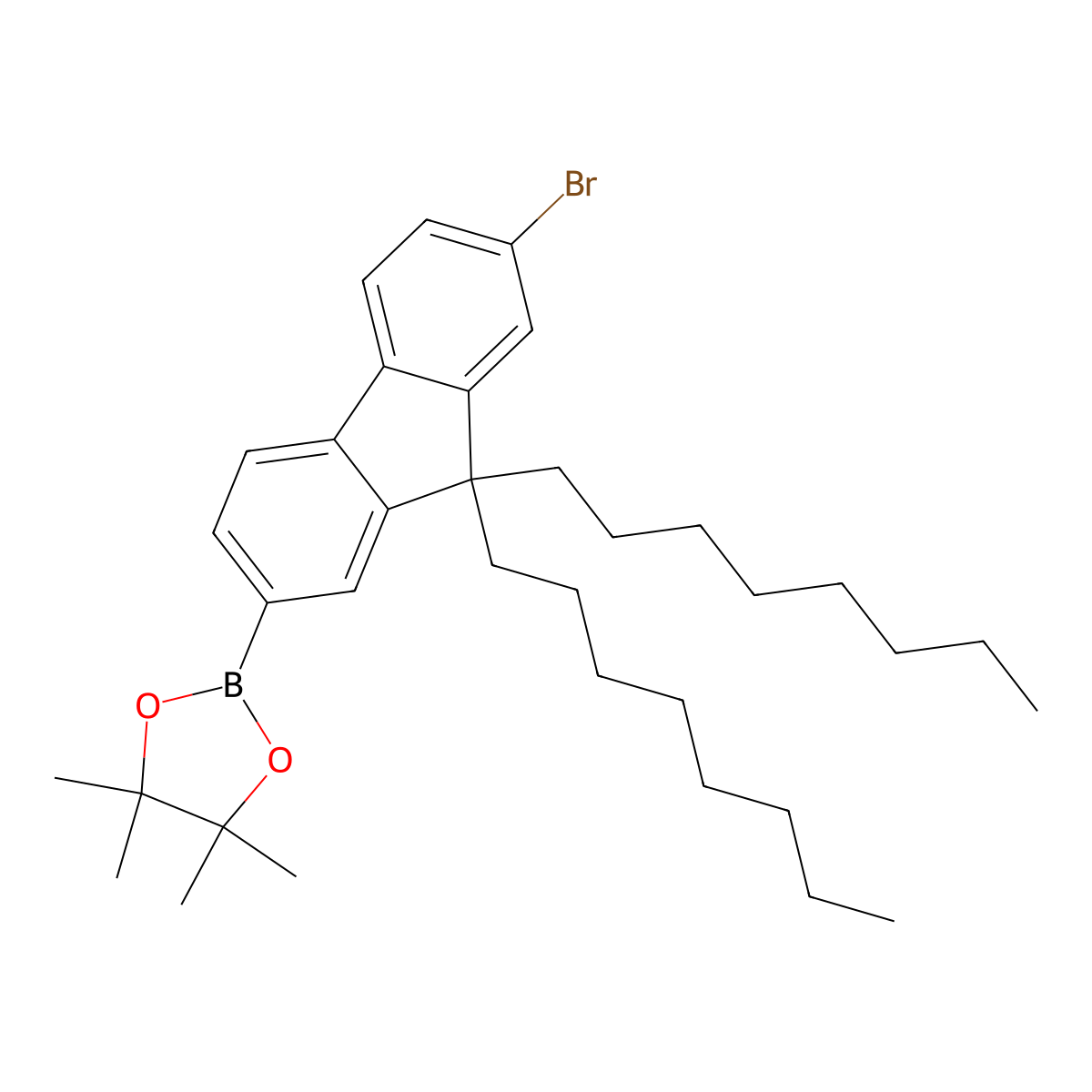 2-(7-bromo-9,9-dioctyl-9H-fluoren-2-yl)-4,4,5,5-tetramethyl-1,3,2-dioxaborolane molecular structure, CAS 620624-96-6