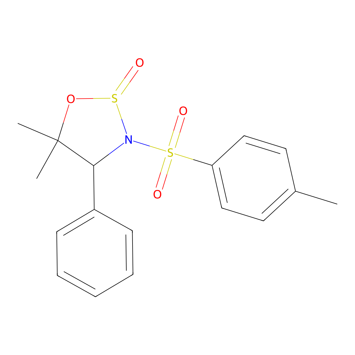 (2S,4R)-5,5-Dimethyl-4-phenyl-3-tosyl-1,2,3-oxathiazolidine 2-oxide molecular structure, CAS 620627-47-6