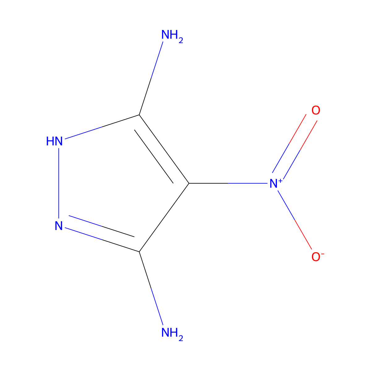 4-nitro-1H-pyrazole-3,5-diamine molecular structure, CAS 62063-02-9