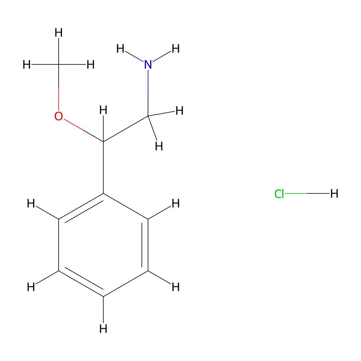 Phenethylamine, beta-methoxy-, hydrochloride molecular structure, CAS 62064-68-0