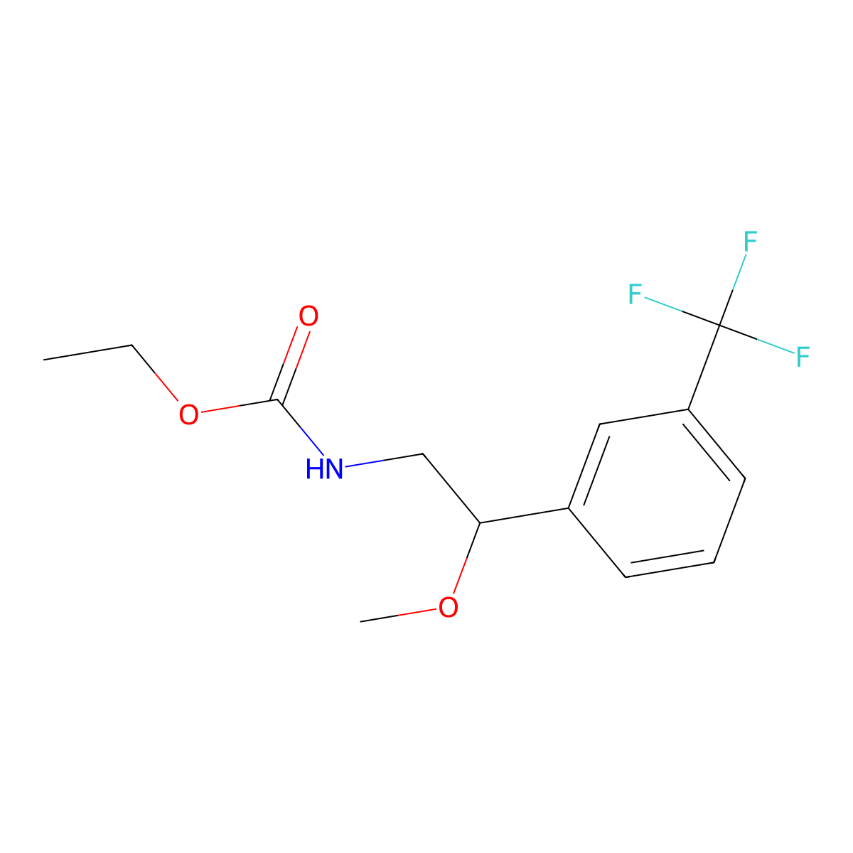 Carbamic acid, N-(beta-methoxy-m-trifluoromethylphenethyl)-, ethyl ester molecular structure, CAS 62064-73-7