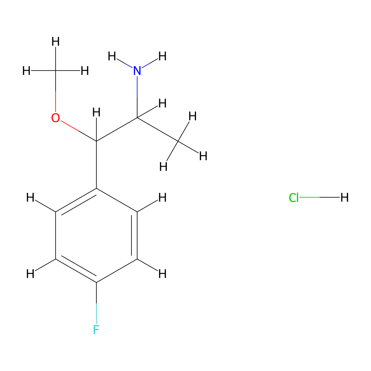 1-(4-Fluorophenyl)-1-methoxypropan-2-amine--hydrogen chloride (1/1) molecular structure, CAS 62064-77-1
