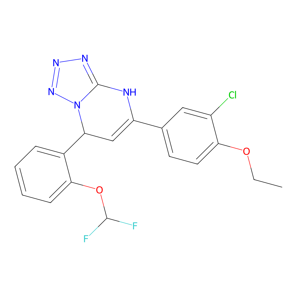 5-(3-Chloro-4-ethoxyphenyl)-7-[2-(difluoromethoxy)phenyl]-4,7-dihydrotetrazolo[1,5-a]pyrimidine molecular structure, CAS 6207-33-6