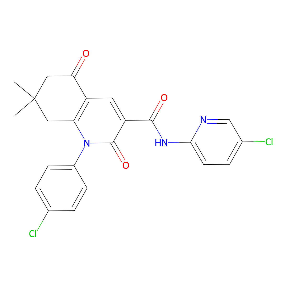 1-(4-chlorophenyl)-N-(5-chloropyridin-2-yl)-7,7-dimethyl-2,5-dioxo-6,8-dihydroquinoline-3-carboxamide molecular structure, CAS 6207-94-9