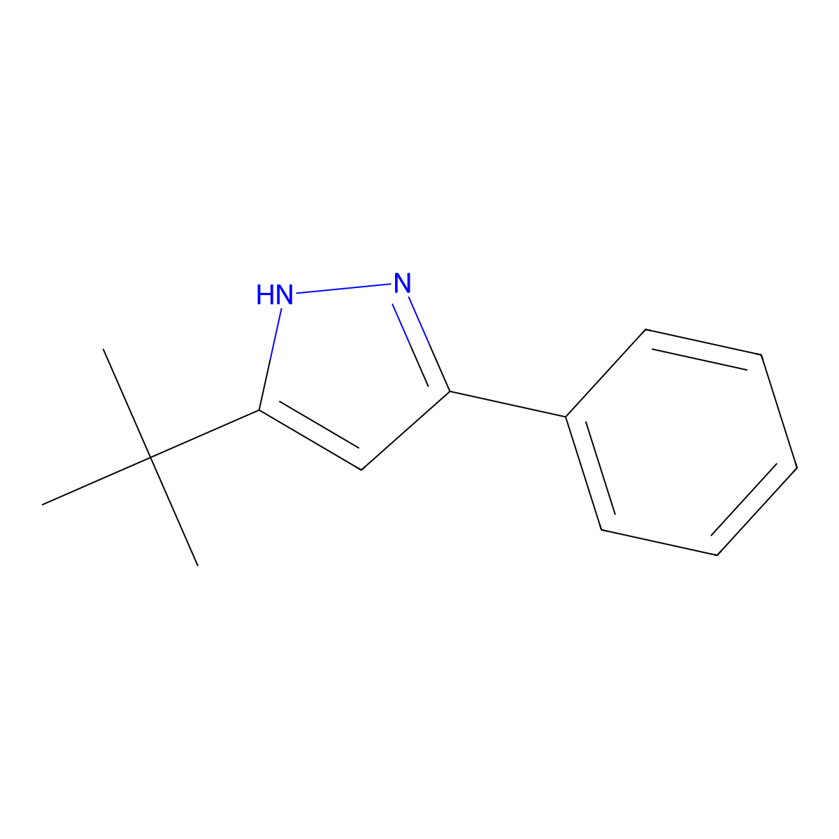 3-tert-butyl-5-phenyl-1H-pyrazole molecular structure, CAS 62072-12-2