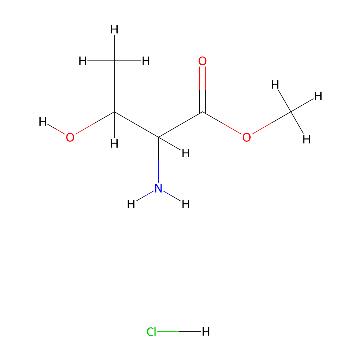 Methyl 2-amino-3-hydroxybutanoate hydrochloride molecular structure, CAS 62076-66-8