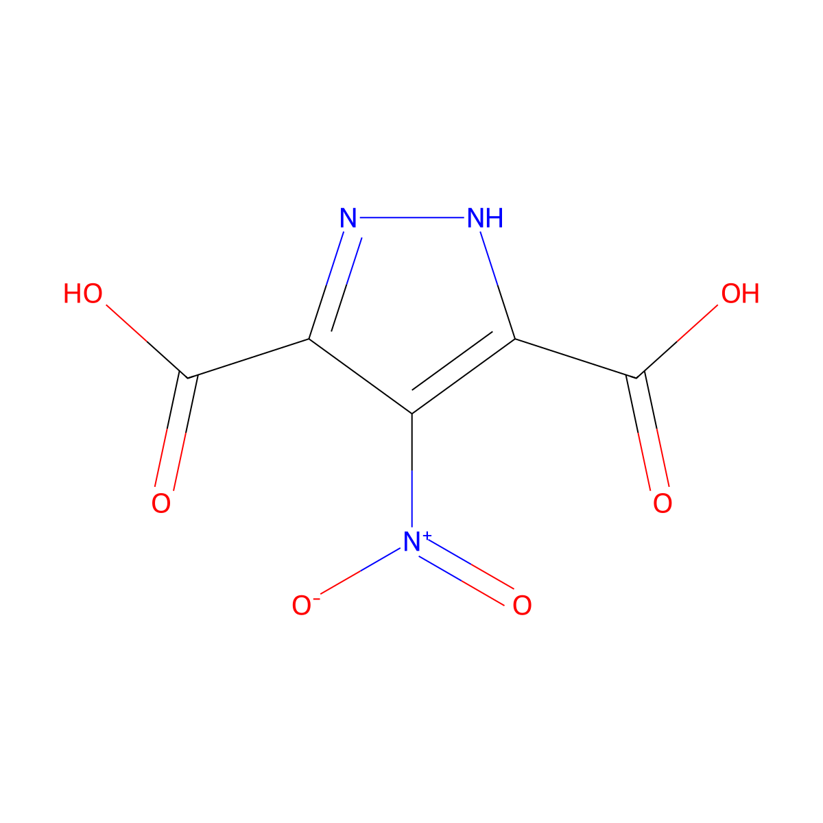 4-nitro-1H-pyrazole-3,5-dicarboxylic acid molecular structure, CAS 62078-43-7