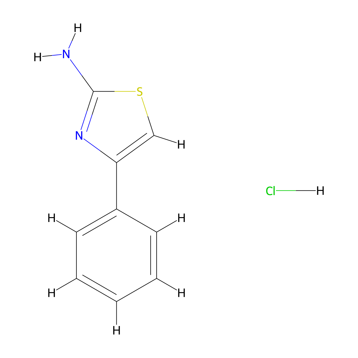 2-Amino-4-phenylthiazole monohydrochloride molecular structure, CAS 6208-08-8