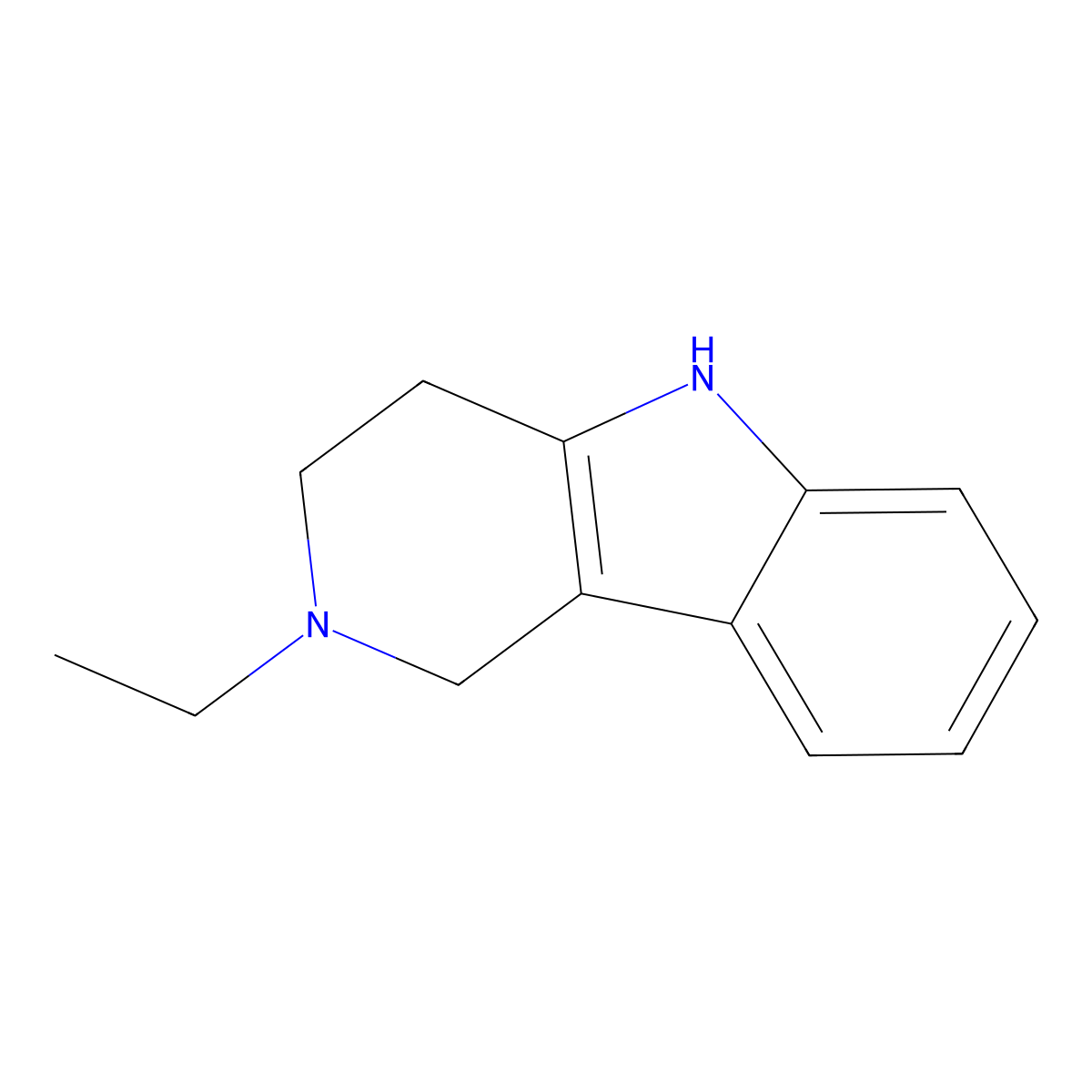 2-Ethyl-2,3,4,5-tetrahydro-1H-pyrido(4,3-b)indole molecular structure, CAS 6208-42-0