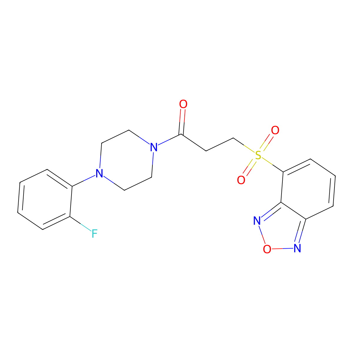 3-(2,1,3-Benzoxadiazole-4-sulfonyl)-1-[4-(2-fluorophenyl)piperazin-1-yl]propan-1-one molecular structure, CAS 6208-81-7