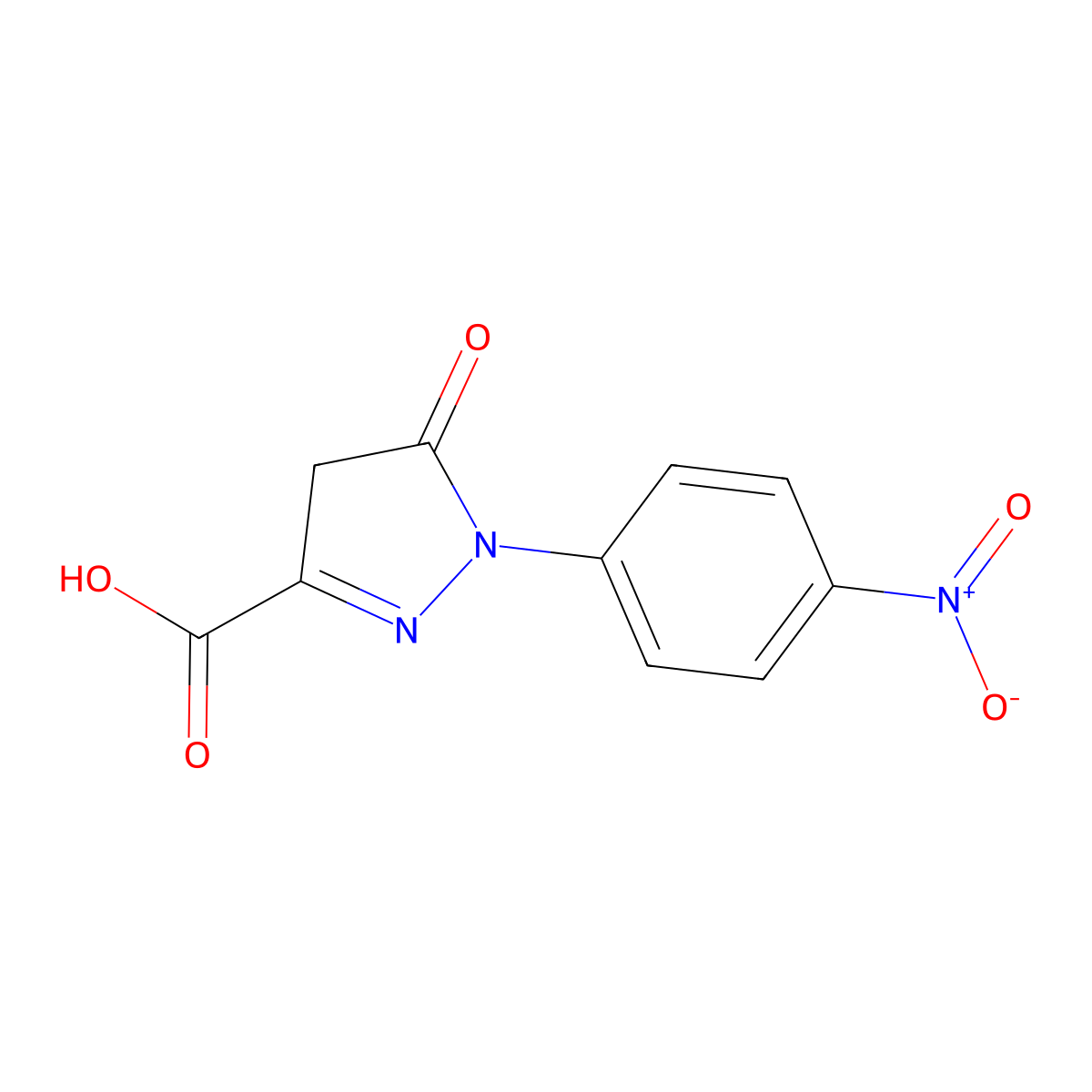 4,5-Dihydro-1-(4-nitrophenyl)-5-oxo-1H-pyrazole-3-carboxylic acid molecular structure, CAS 62084-02-0