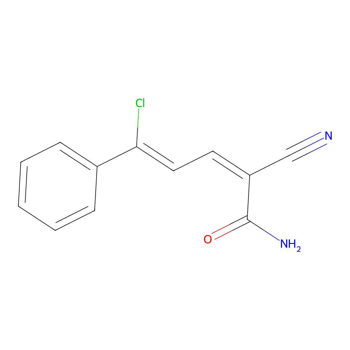 2,4-Pentadienamide, 5-chloro-2-cyano-5-phenyl- molecular structure, CAS 62090-00-0