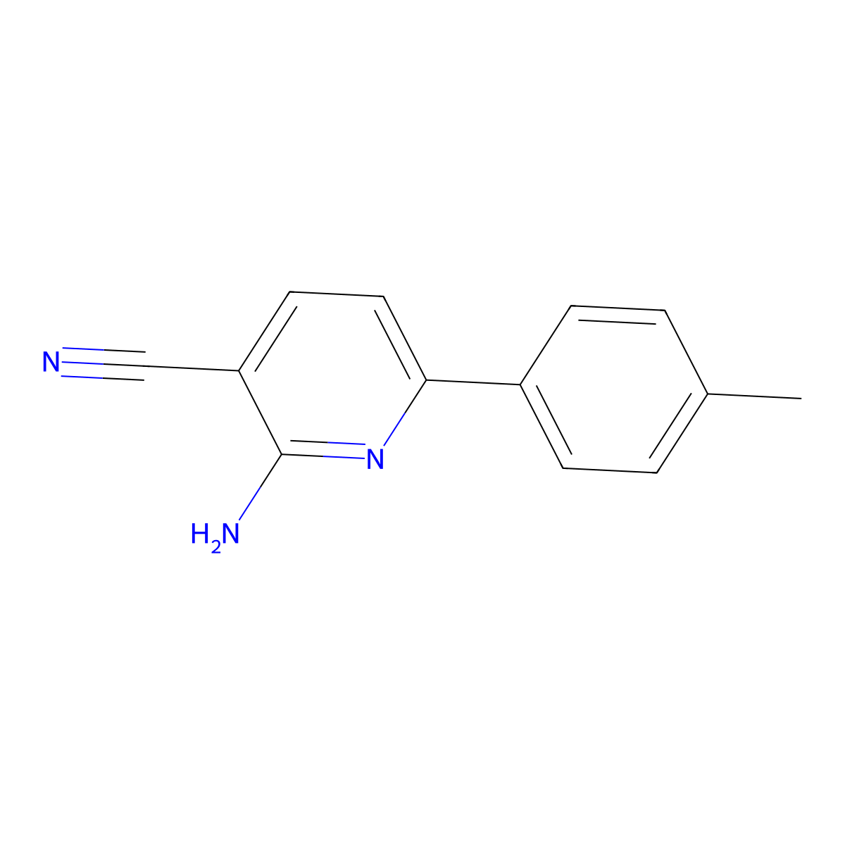 2-Amino-6-(4-methylphenyl)pyridine-3-carbonitrile molecular structure, CAS 62090-40-8
