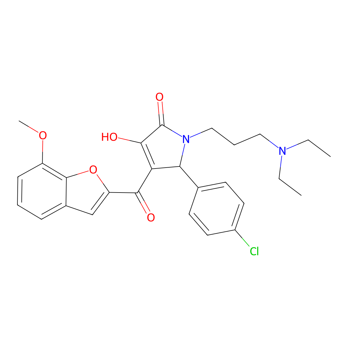 1-[3-(Diethylamino)propyl]-5-(4-chlorophenyl)-3-hydroxy-4-[(7-methoxybenzo[d]f uran-2-yl)carbonyl]-3-pyrrolin-2-one molecular structure, CAS 620930-02-1