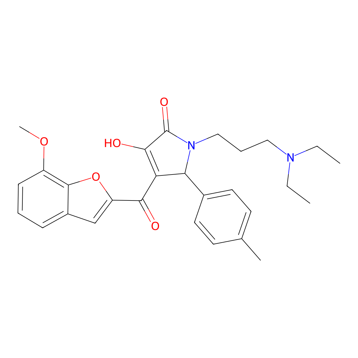 1-[3-(Diethylamino)propyl]-3-hydroxy-4-[(7-methoxybenzo[d]furan-2-yl)carbonyl]-5-(4-methylphenyl)-3-pyrrolin-2-one molecular structure, CAS 620930-03-2