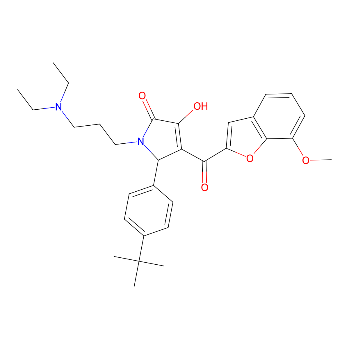 1-[3-(Diethylamino)propyl]-5-[4-(tert-butyl)phenyl]-3-hydroxy-4-[(7-methoxyben zo[d]furan-2-yl)carbonyl]-3-pyrrolin-2-one molecular structure, CAS 620930-12-3