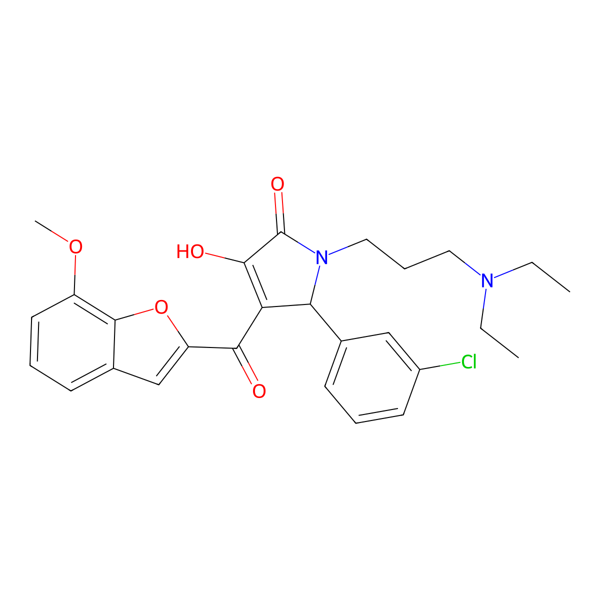 1-[3-(Diethylamino)propyl]-5-(3-chlorophenyl)-3-hydroxy-4-[(7-methoxybenzo[d]f uran-2-yl)carbonyl]-3-pyrrolin-2-one molecular structure, CAS 620930-31-6