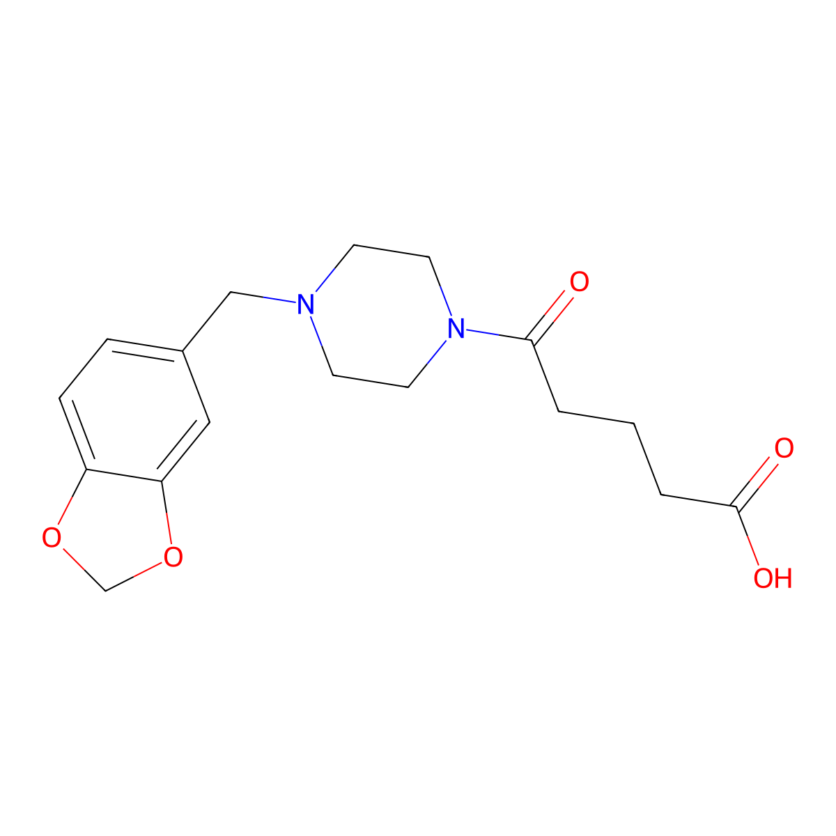 5-[4-(1,3-Benzodioxol-5-ylmethyl)piperazin-1-yl]-5-oxopentanoic acid molecular structure, CAS 620931-00-2