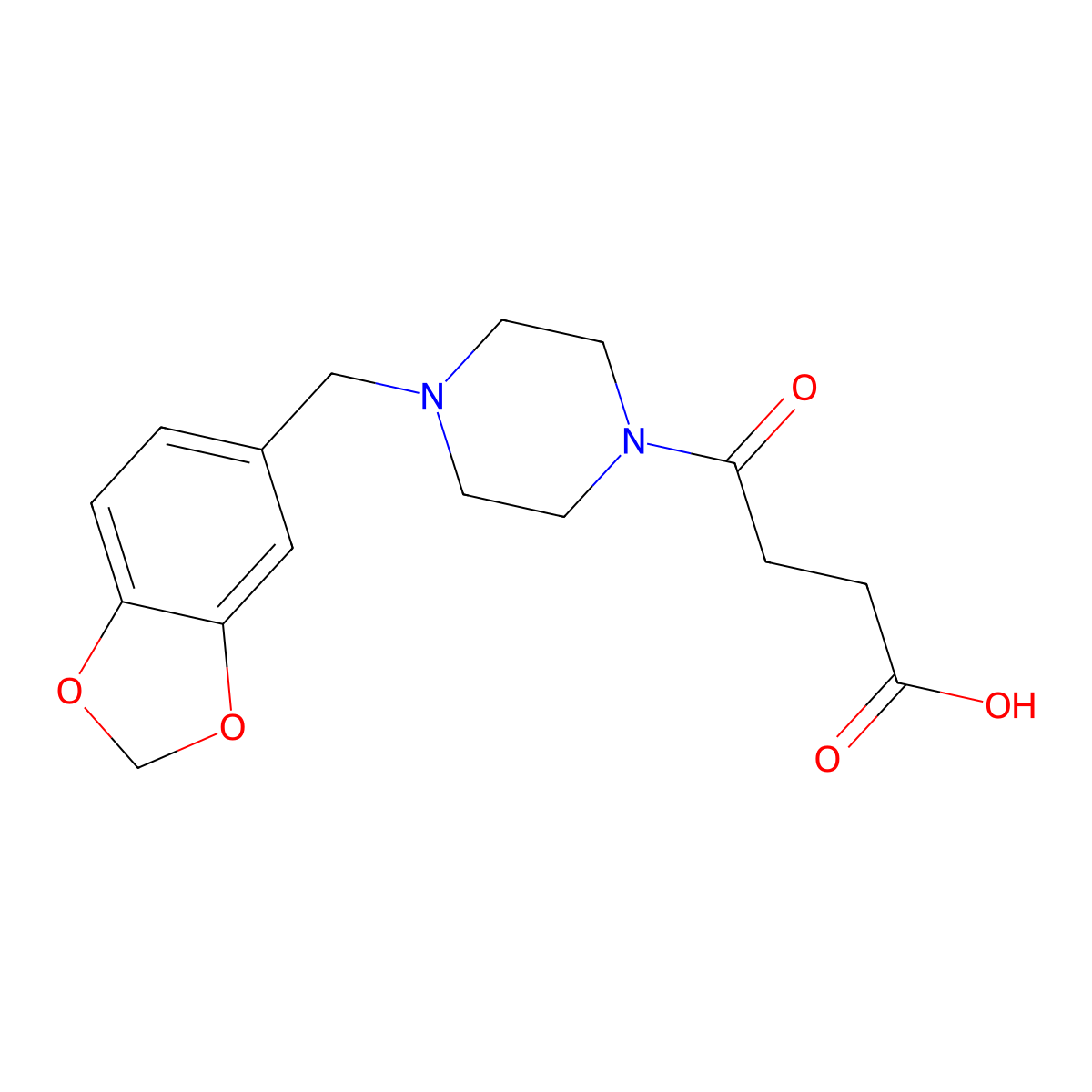 4-(1,3-Benzodioxol-5-ylmethyl)-gamma-oxo-1-piperazinebutanoic acid molecular structure, CAS 620931-01-3