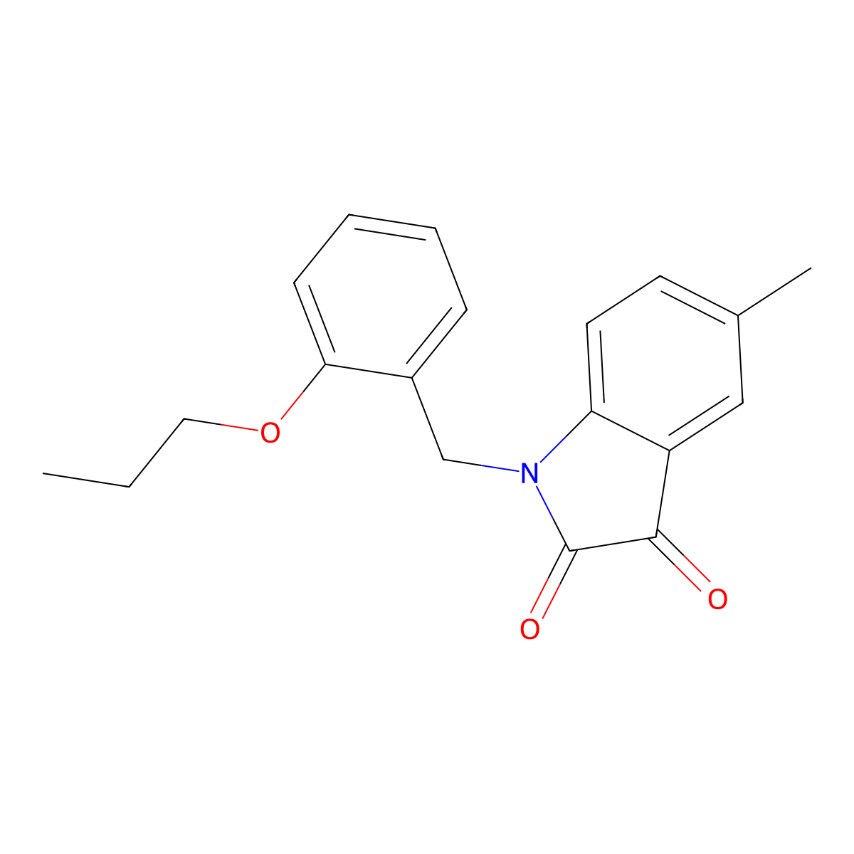 5-Methyl-1-(2-propoxybenzyl)indoline-2,3-dione molecular structure, CAS 620931-33-1
