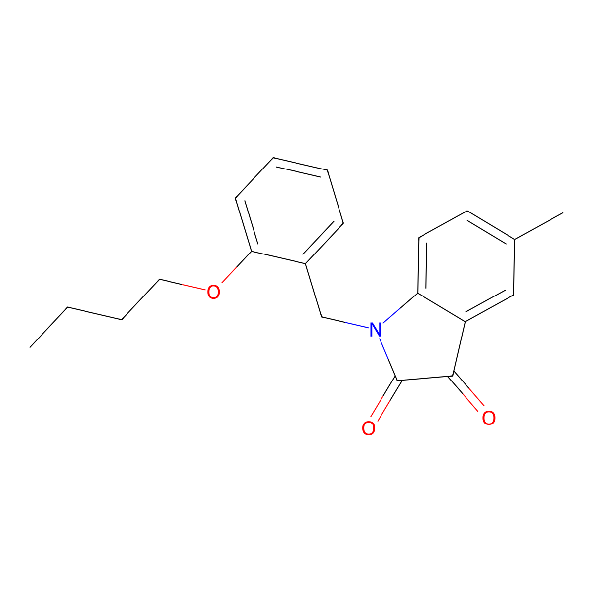 1-(2-butoxybenzyl)-5-methyl-1H-indole-2,3-dione molecular structure, CAS 620931-35-3