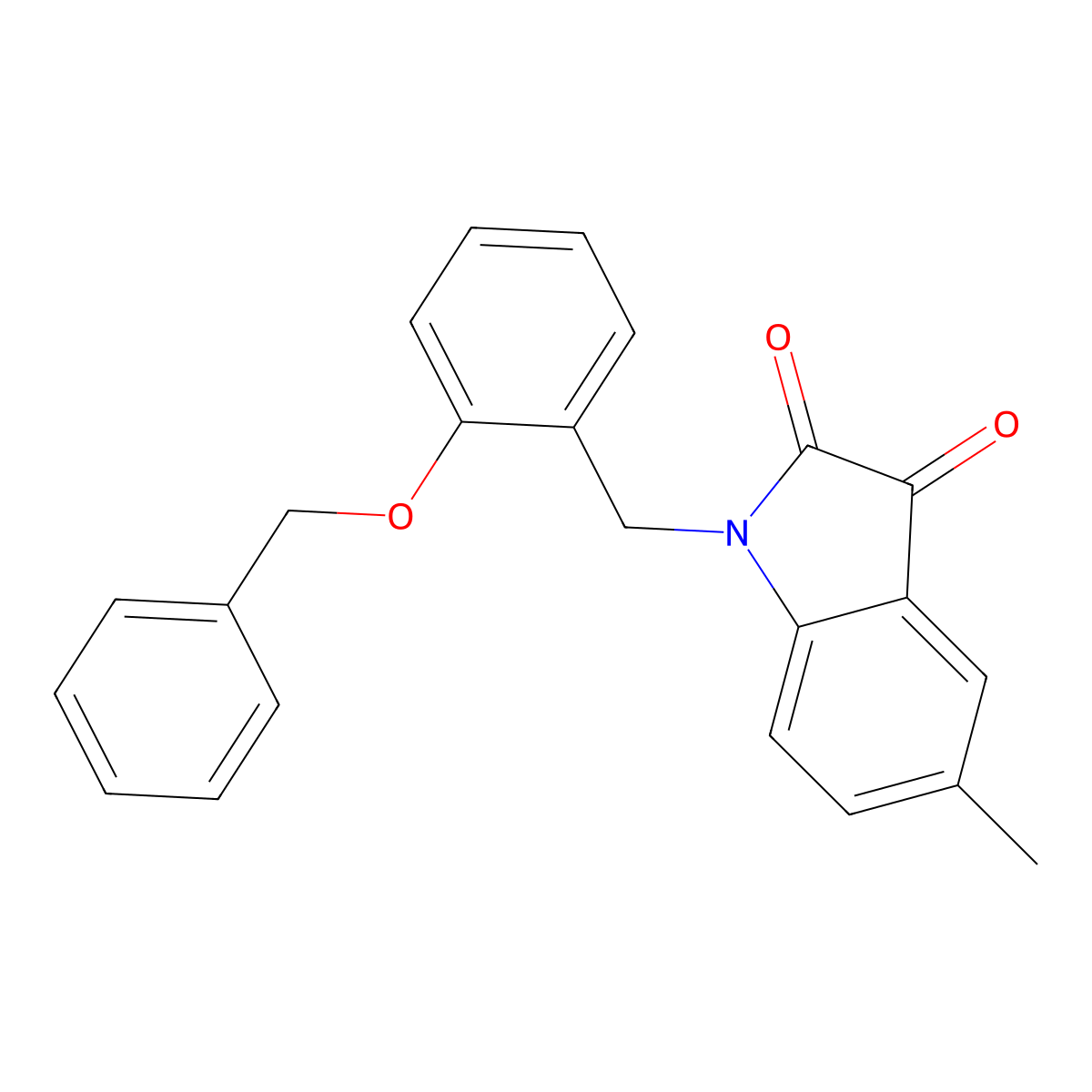 1-(2-(Benzyloxy)benzyl)-5-methylindoline-2,3-dione molecular structure, CAS 620931-38-6
